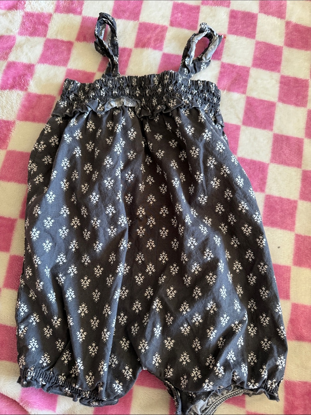 Girls' Black Printed Romper - Unbranded
